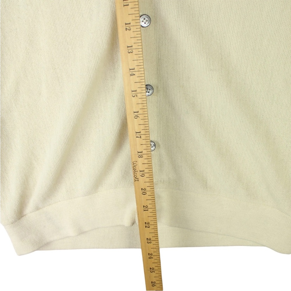 Vintage IZOD Lacoste USA Made Acrylic Sweater Cardigan Cream Knit Men Sz M - Picture 12 of 14